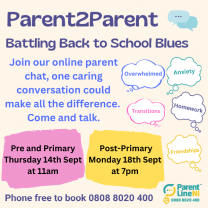 ParentLine NI - Back to School Blues Workshop