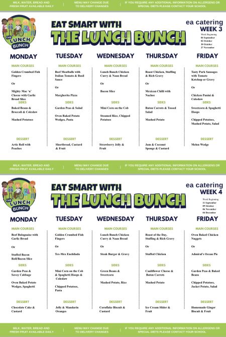 Lunch menu